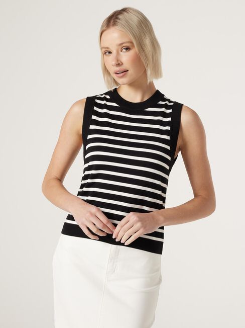 Sarah Stripe Knit Top, Stripe, hi-res