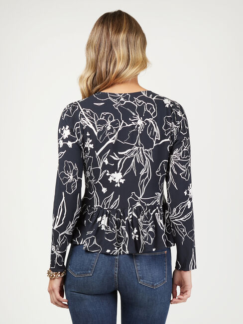 Everly Button Thru Top, Floral, hi-res
