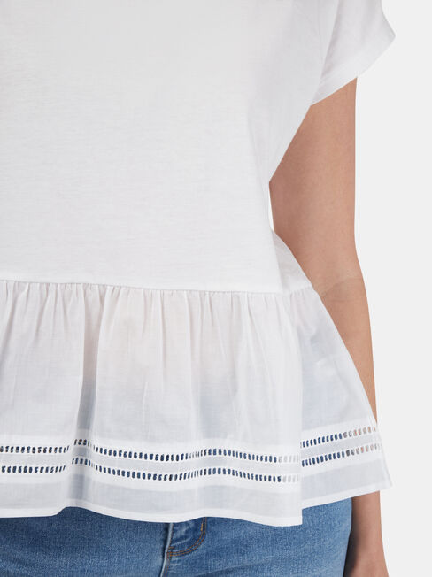 Sarah Peplum Tee, White, hi-res