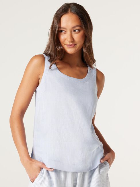 Addison Linen Tank, Dusty Blue, hi-res