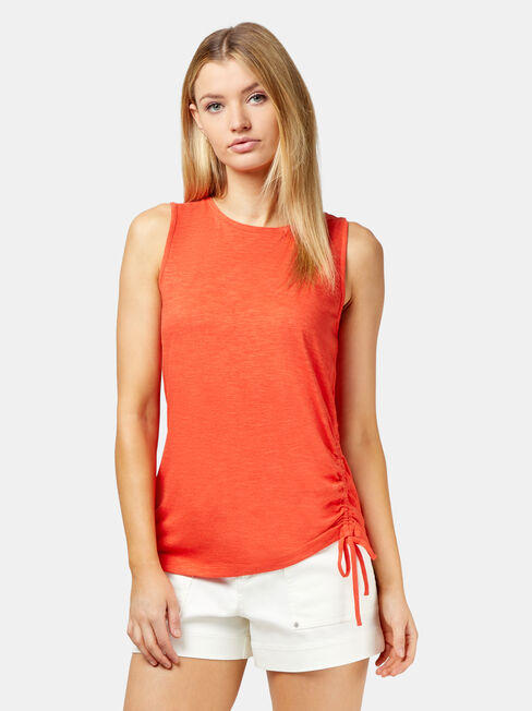 Stella Side Ruched Tank, Red, hi-res