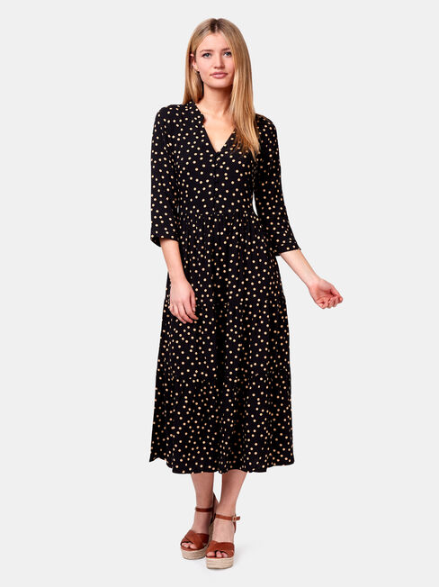 Holly Spot Midi Dress, Black, hi-res
