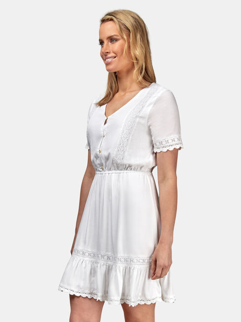 Allison Broderie Dress, White, hi-res