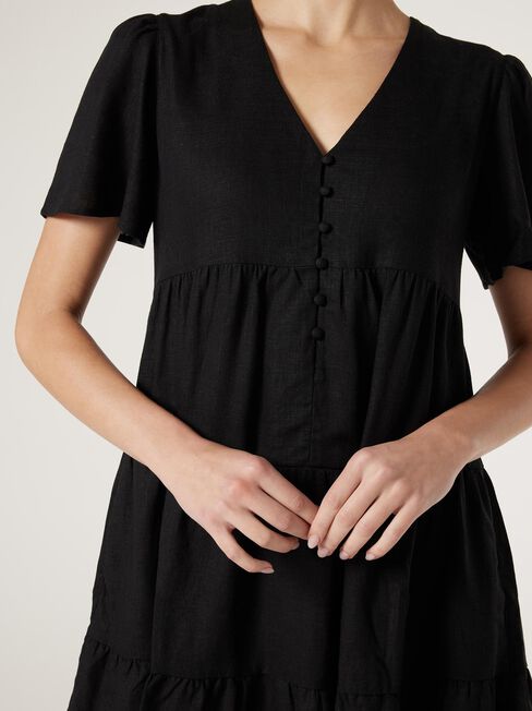 Billie Tiered Dress, Black, hi-res