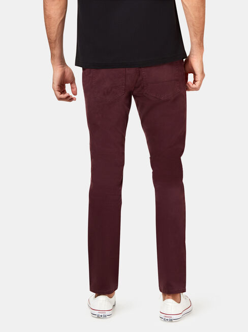 Slim Tapered Jeans Burgundy, Coloured, hi-res
