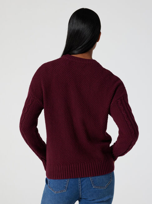 Fifi Bobble Cotton Knit, Merlot, hi-res