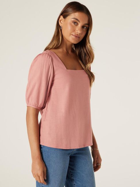 Aria Square Neck Top, Dusty Pink, hi-res