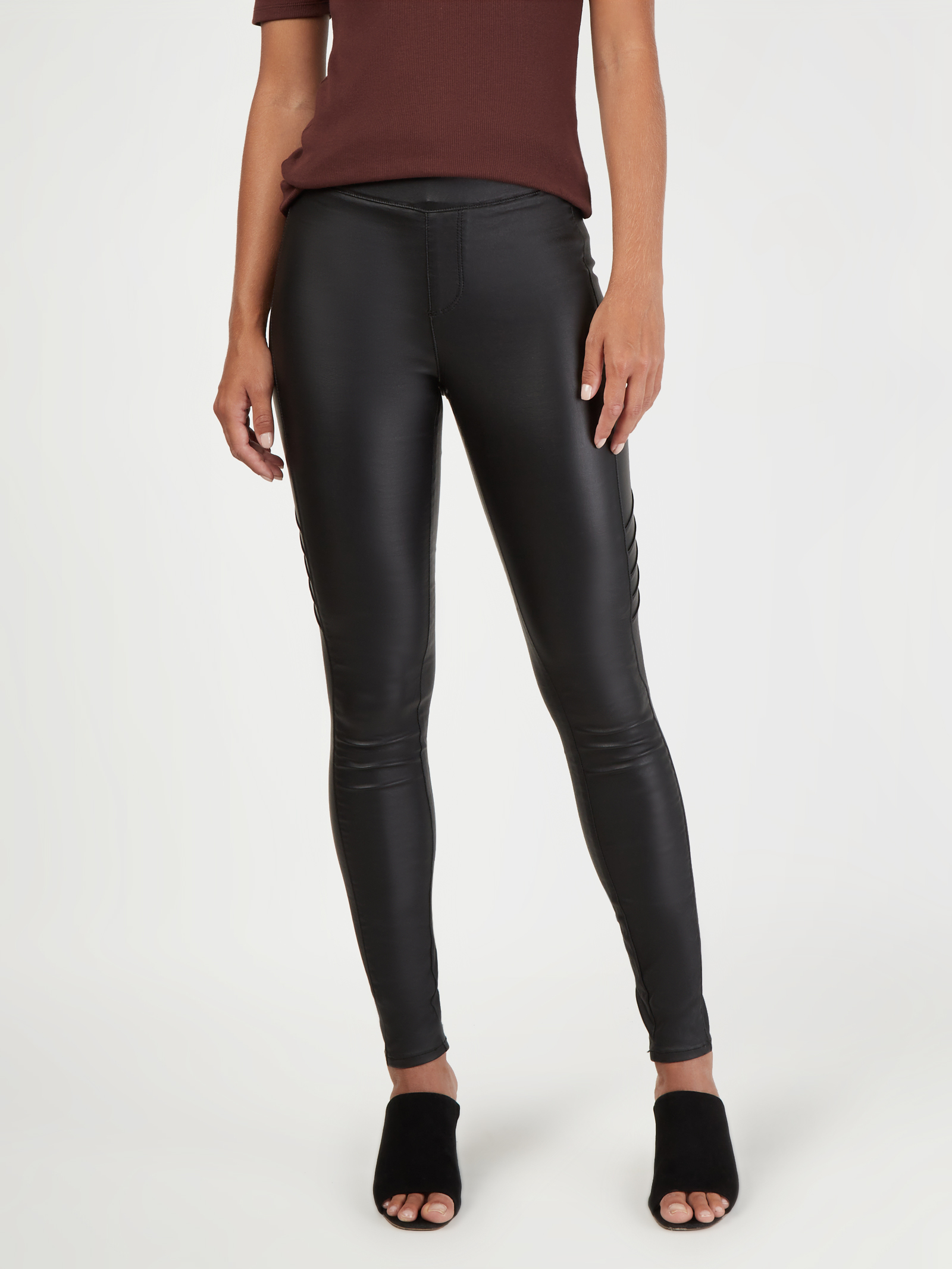 Coated biker jeans deals
