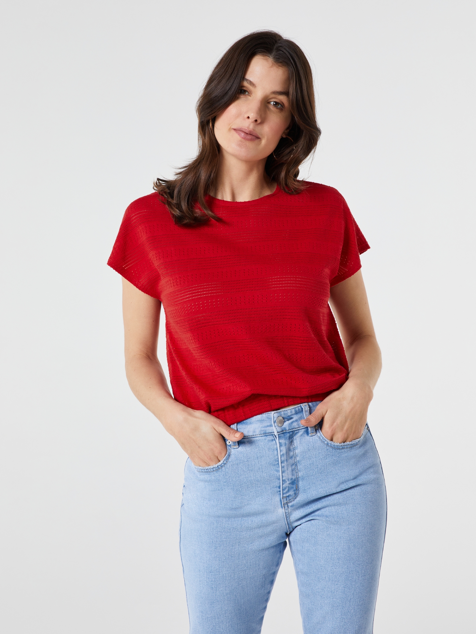 Red bubble top hem top