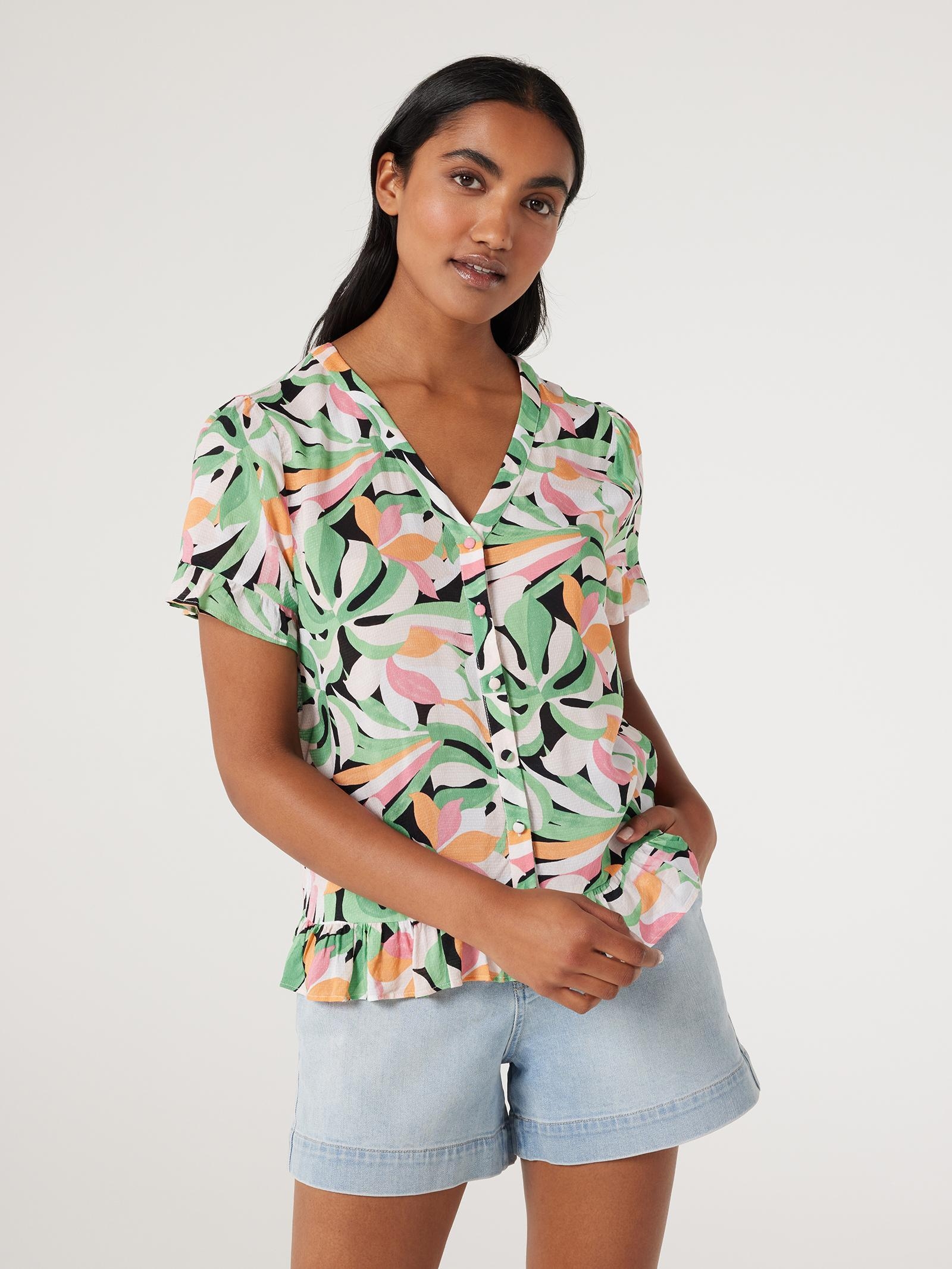 Angela Button Through Top | Jeanswest