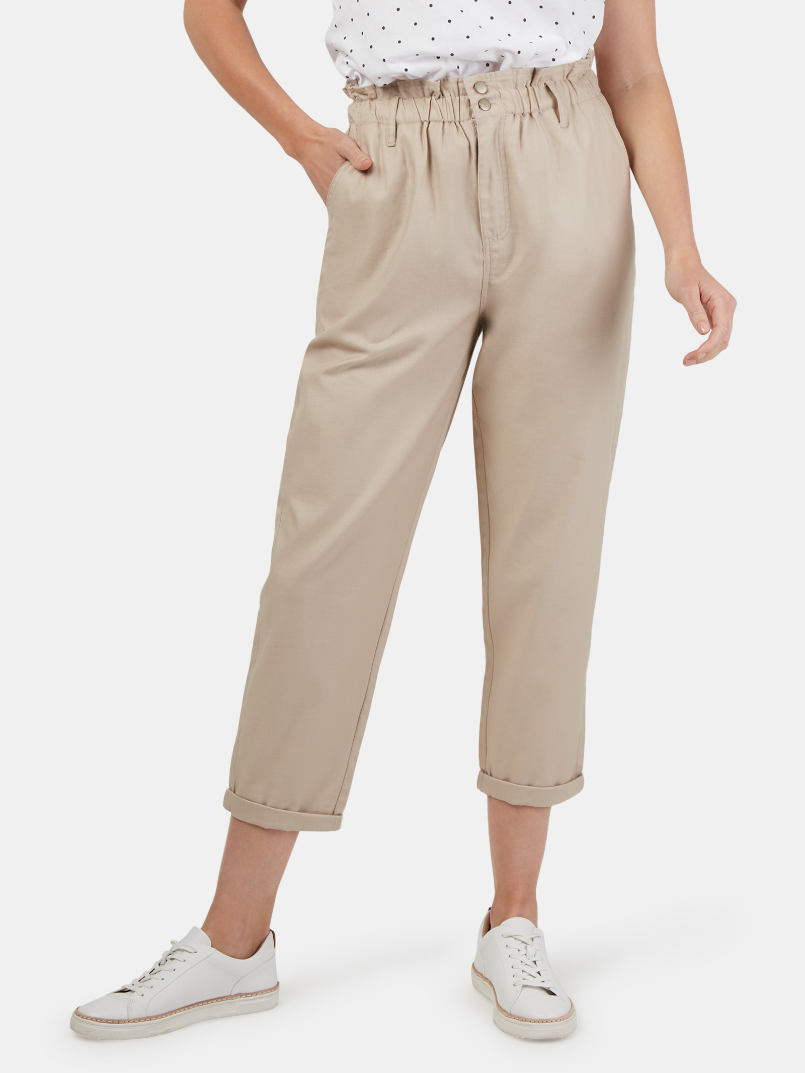 Stone paperbag trousers deals