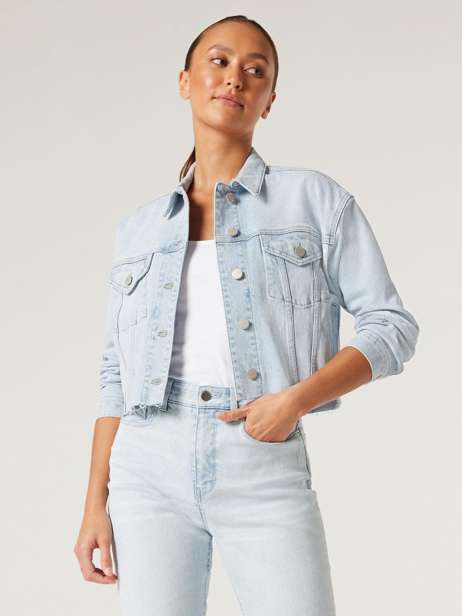Cropped light denim jacket hotsell
