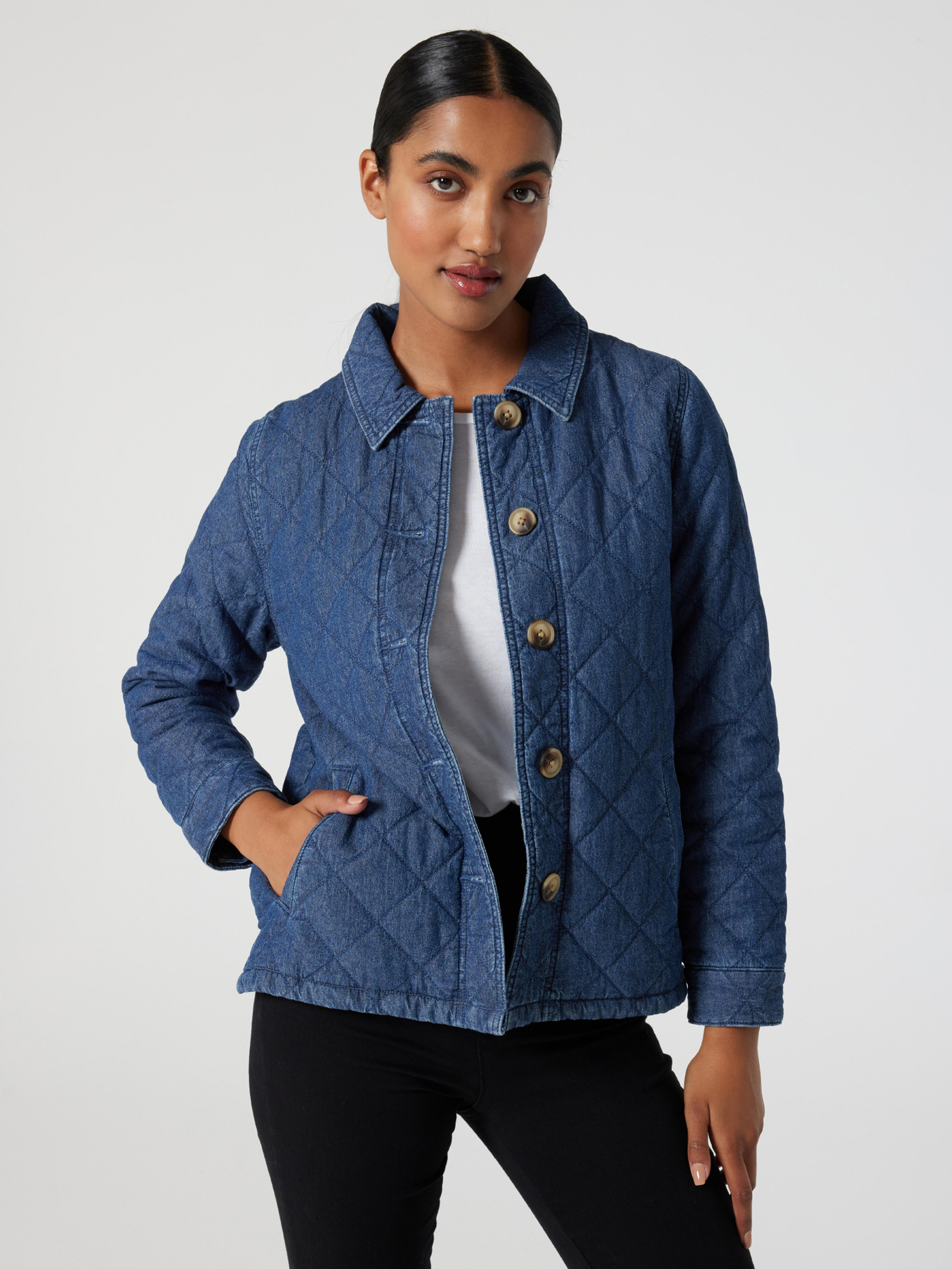 Quilted denim shirt clearance
