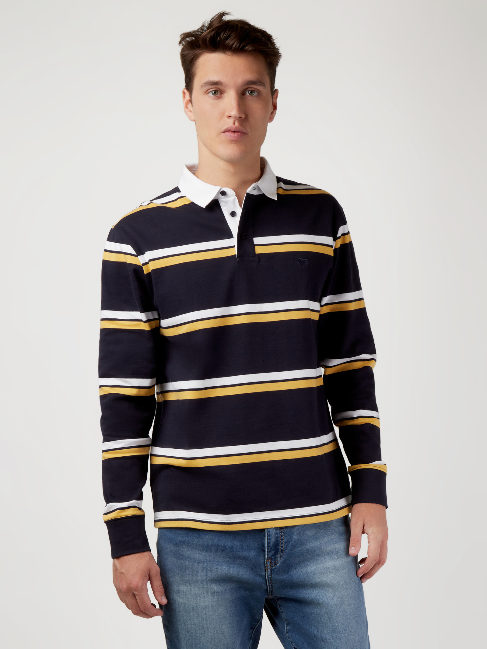 LS Carson Stripe Rugby Polo | Jeanswest