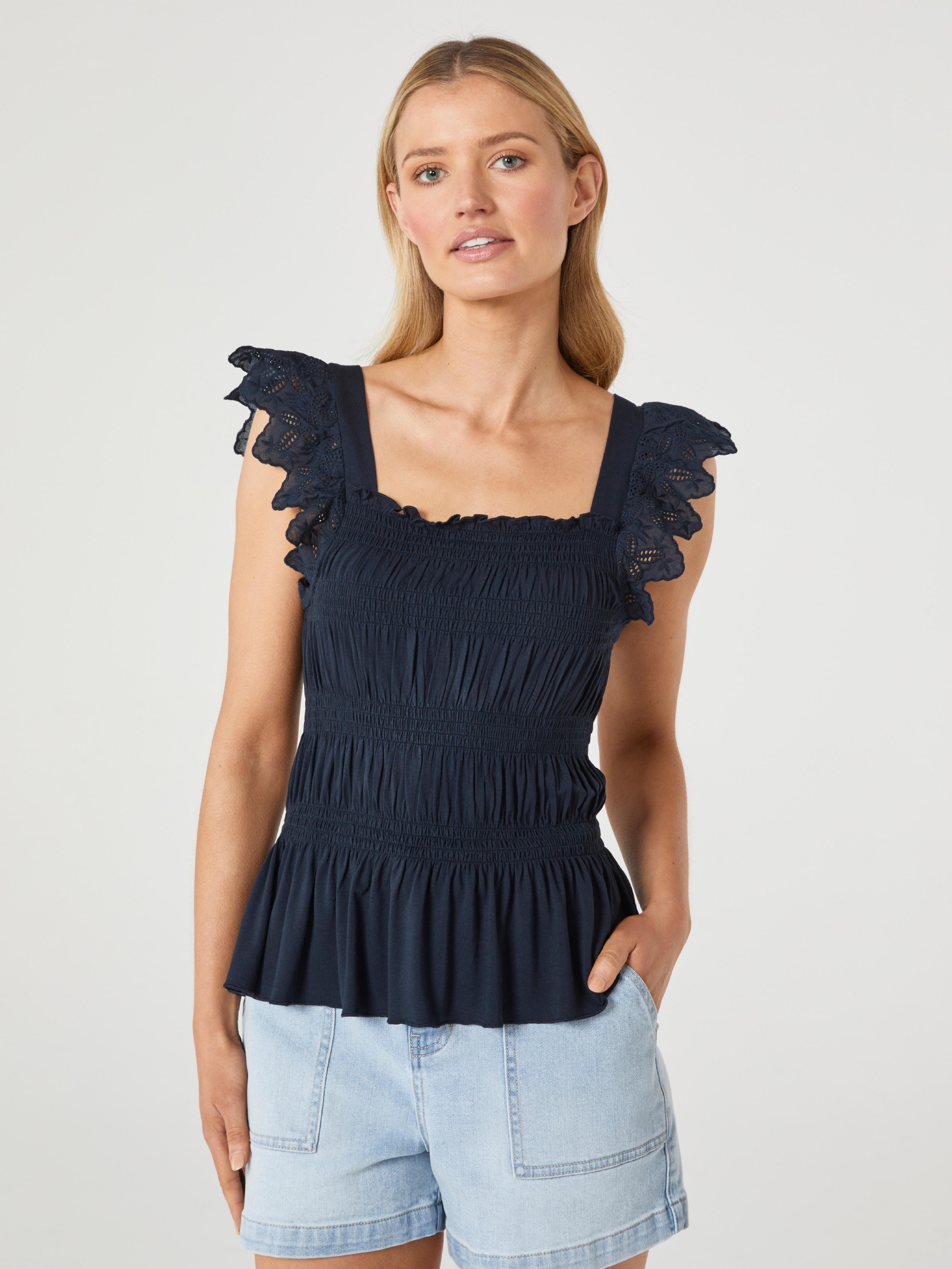 Faith Smocked Jersey Top | Jeanswest