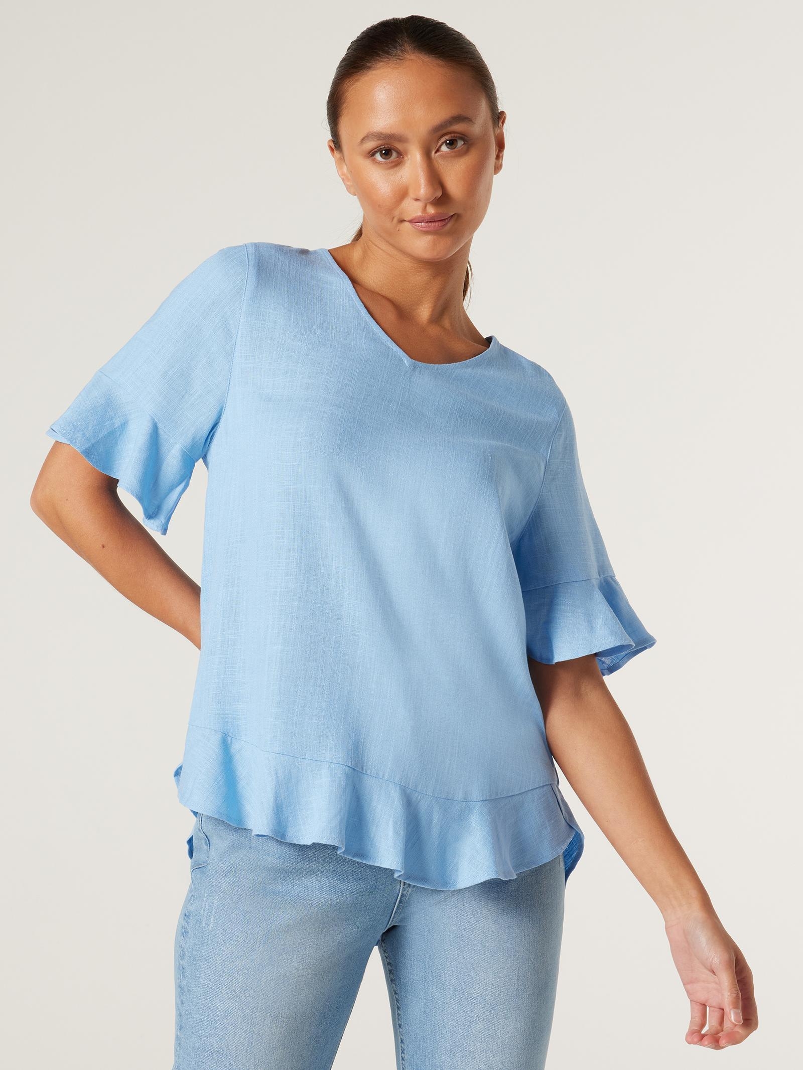 Top with ruffle hem outlet