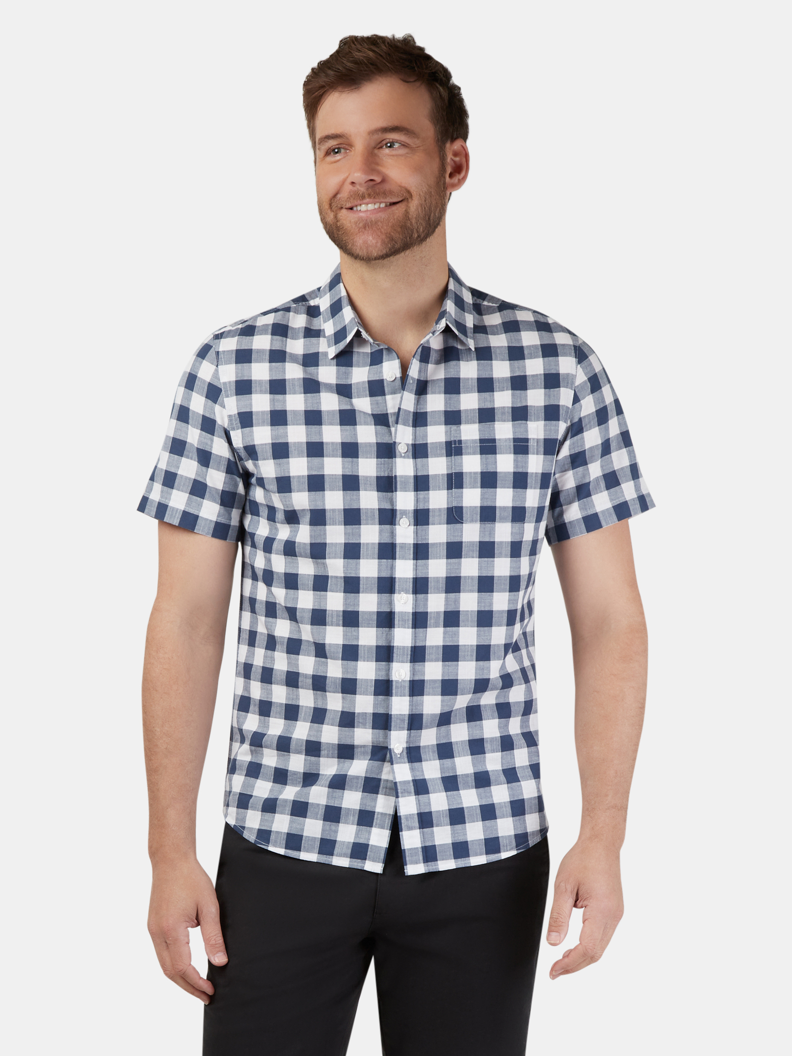 Mens short sleeve best sale checked shirts