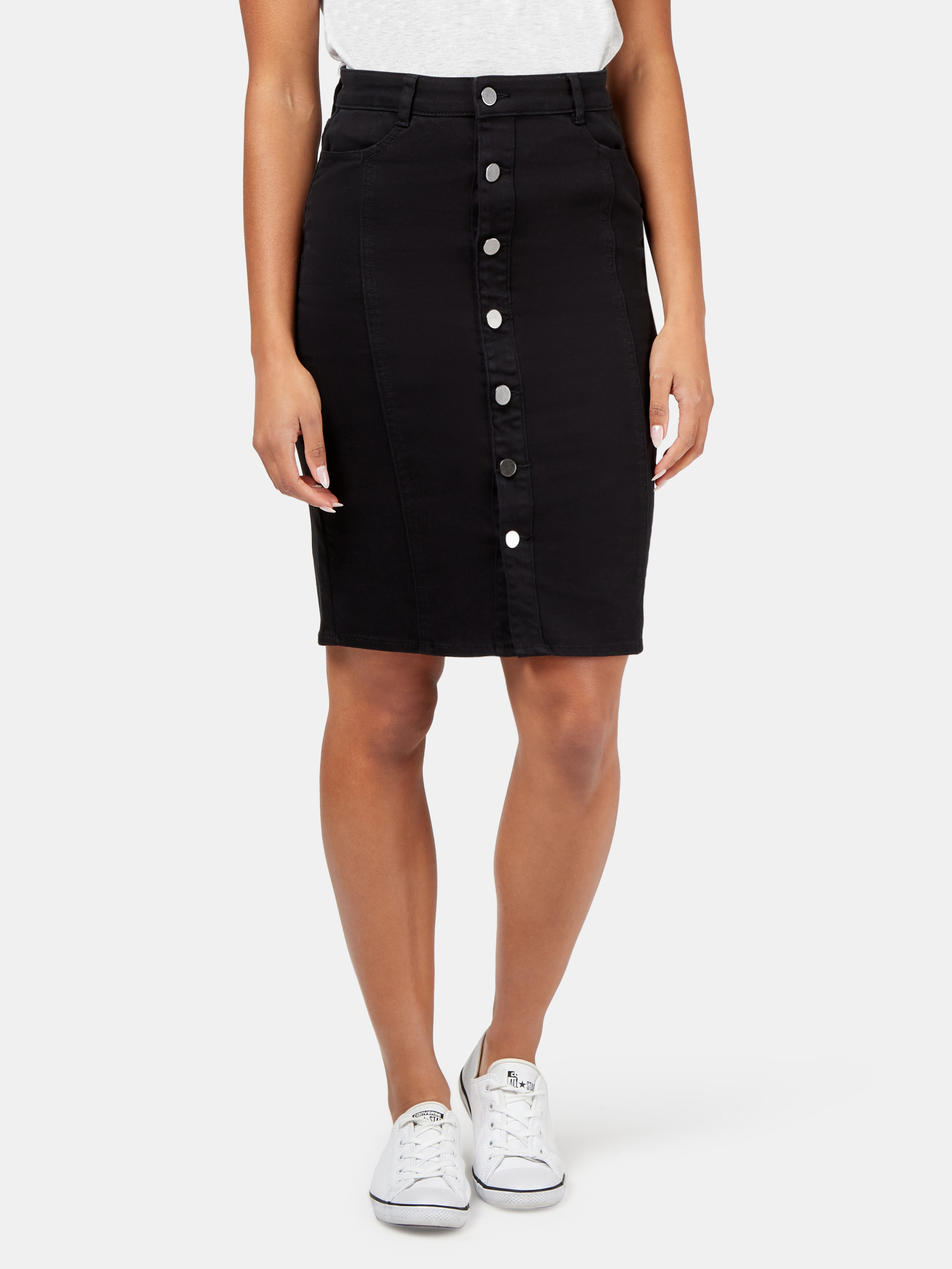 Macy's black jean skirt outlet
