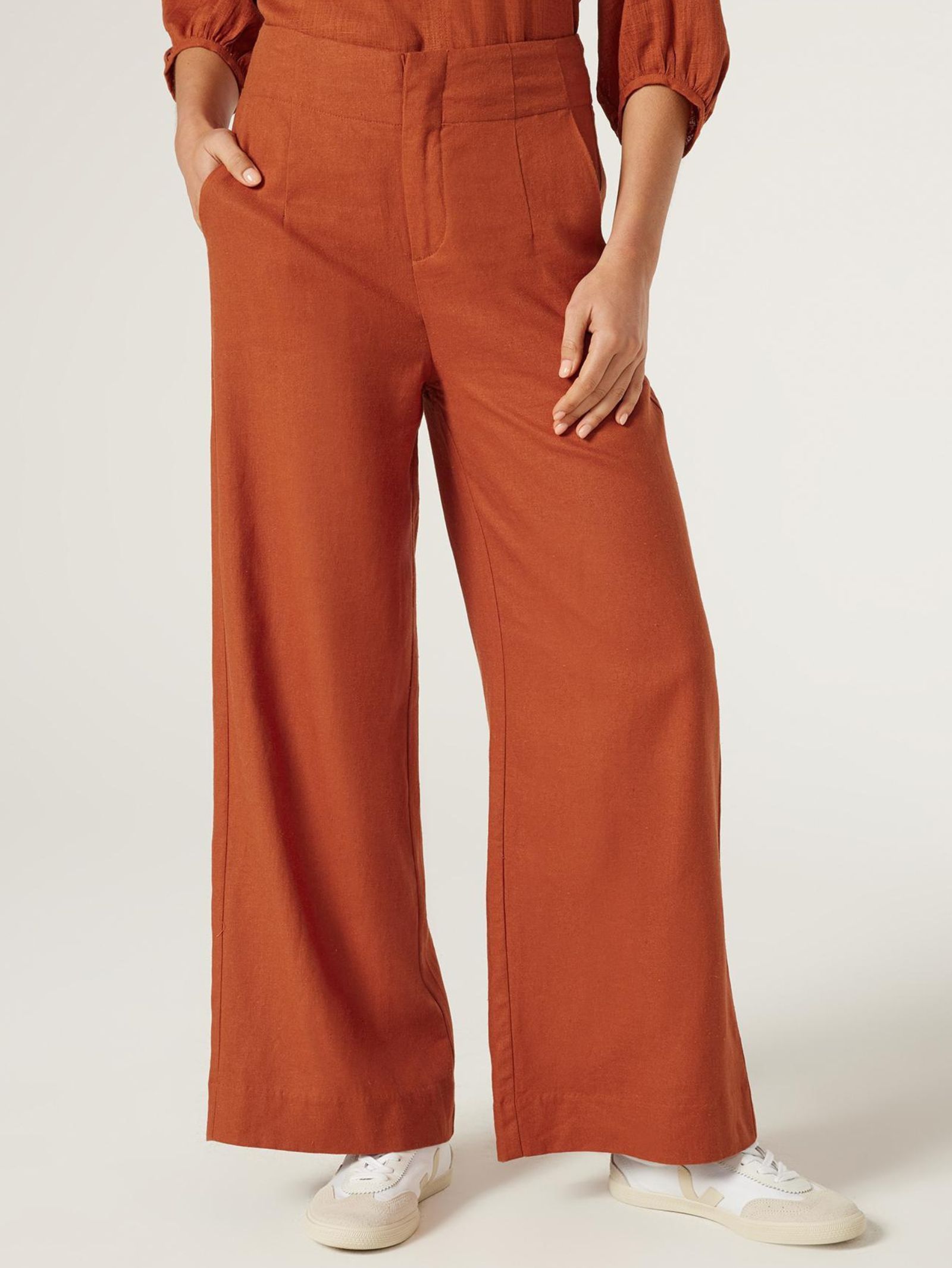 Rust colored linen pants hotsell