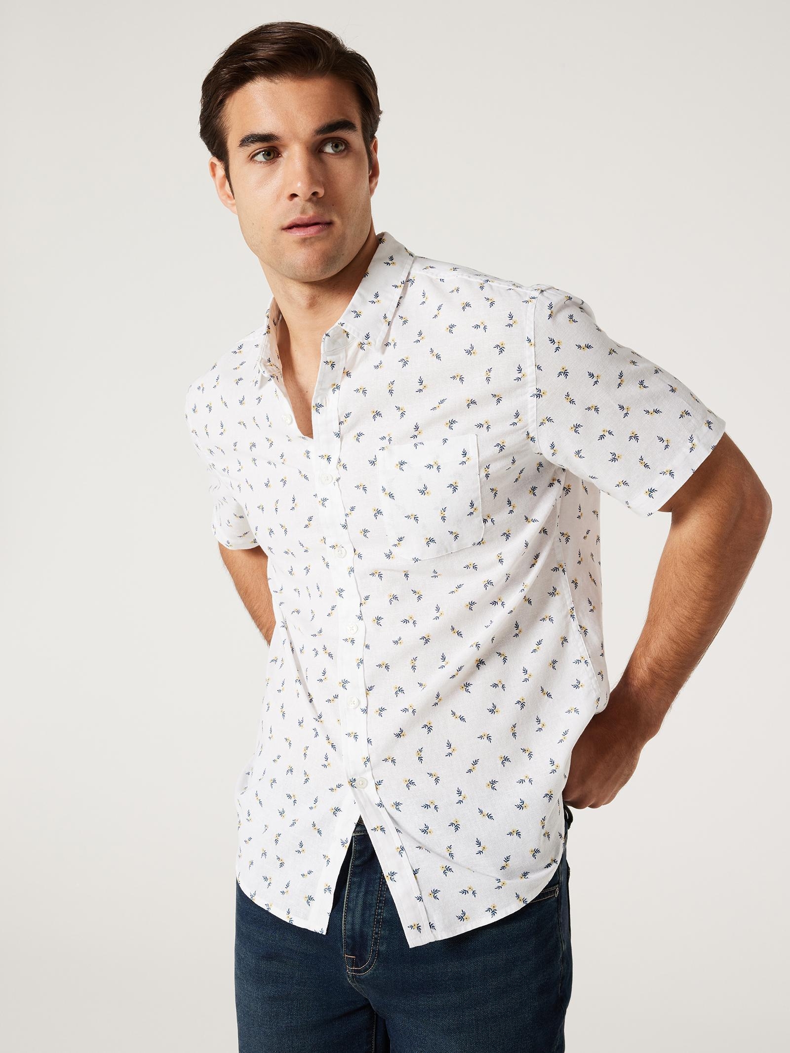 SS Alfie Print Linen Shirt | Jeanswest