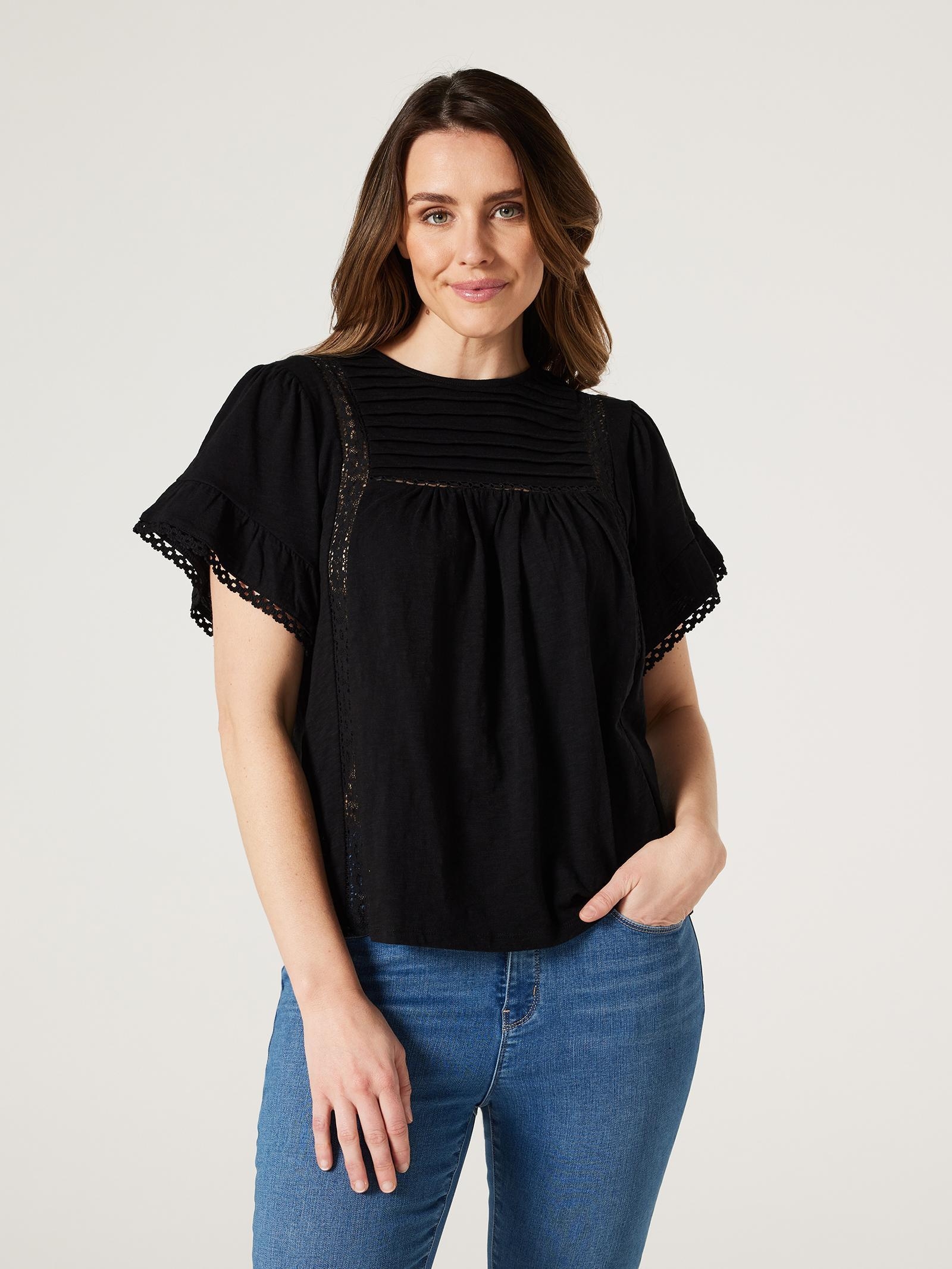 Black lace discount ruffle top