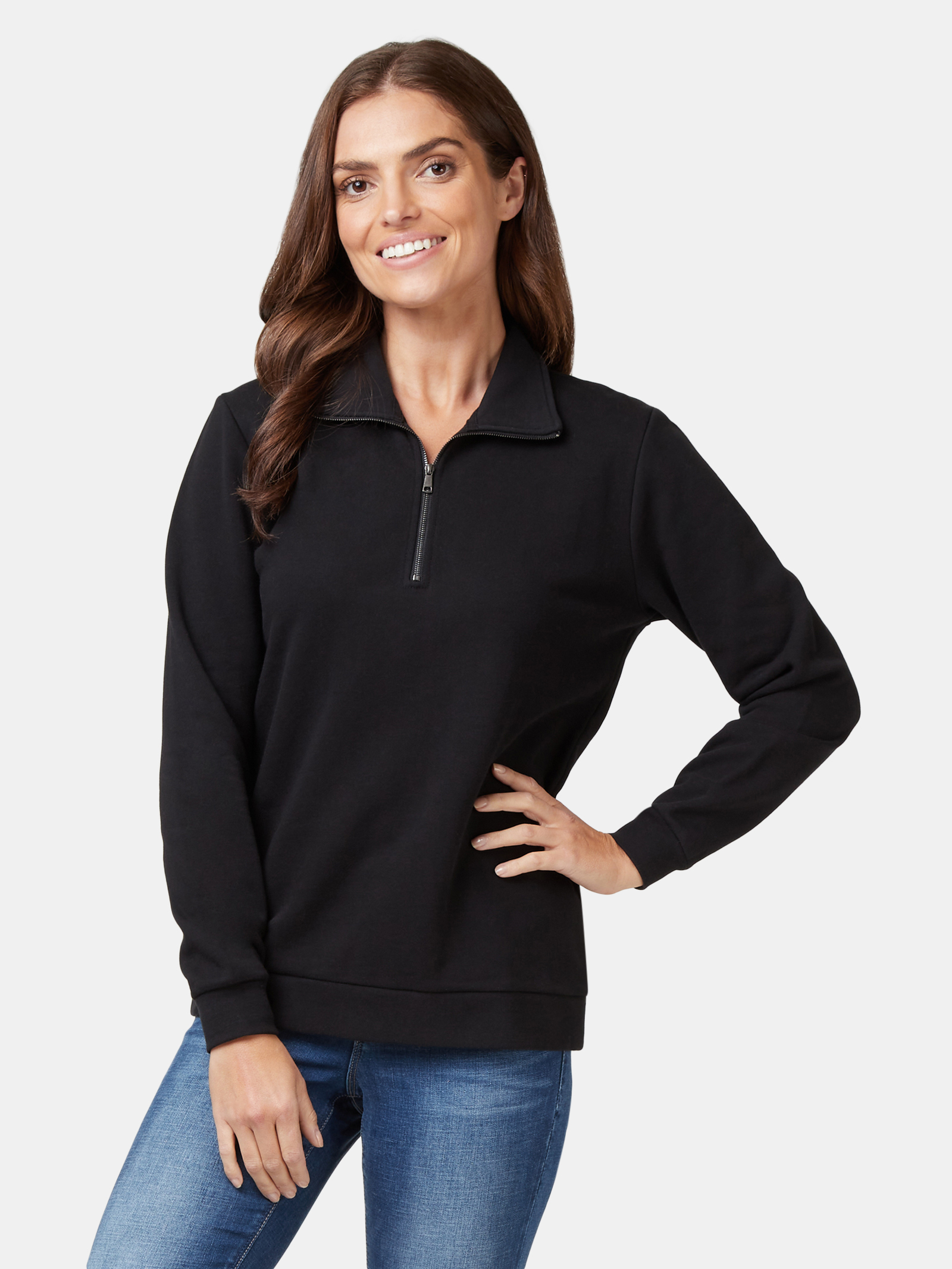 Zip front sweat top