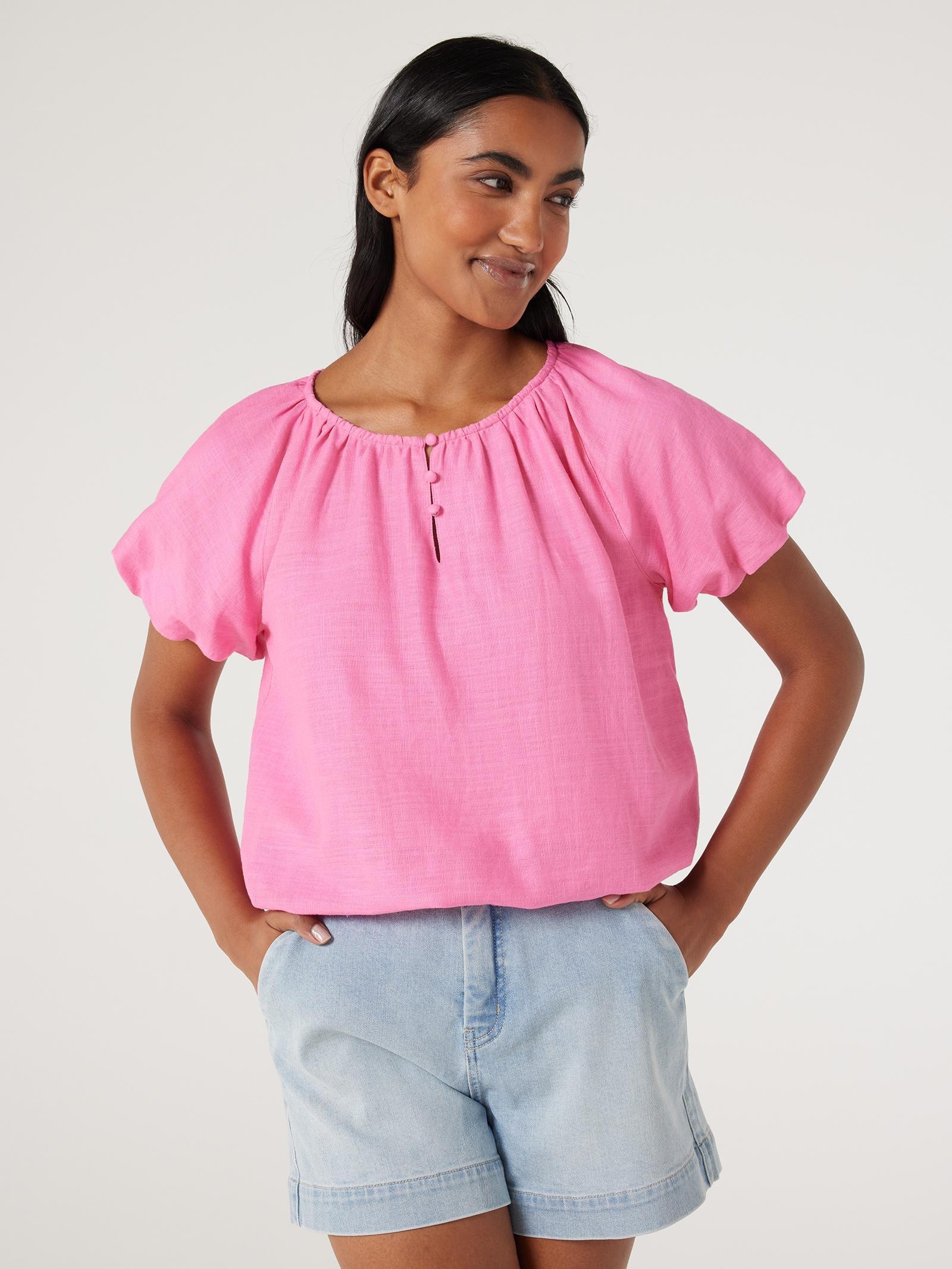 Puff sleeve pink 2025 top