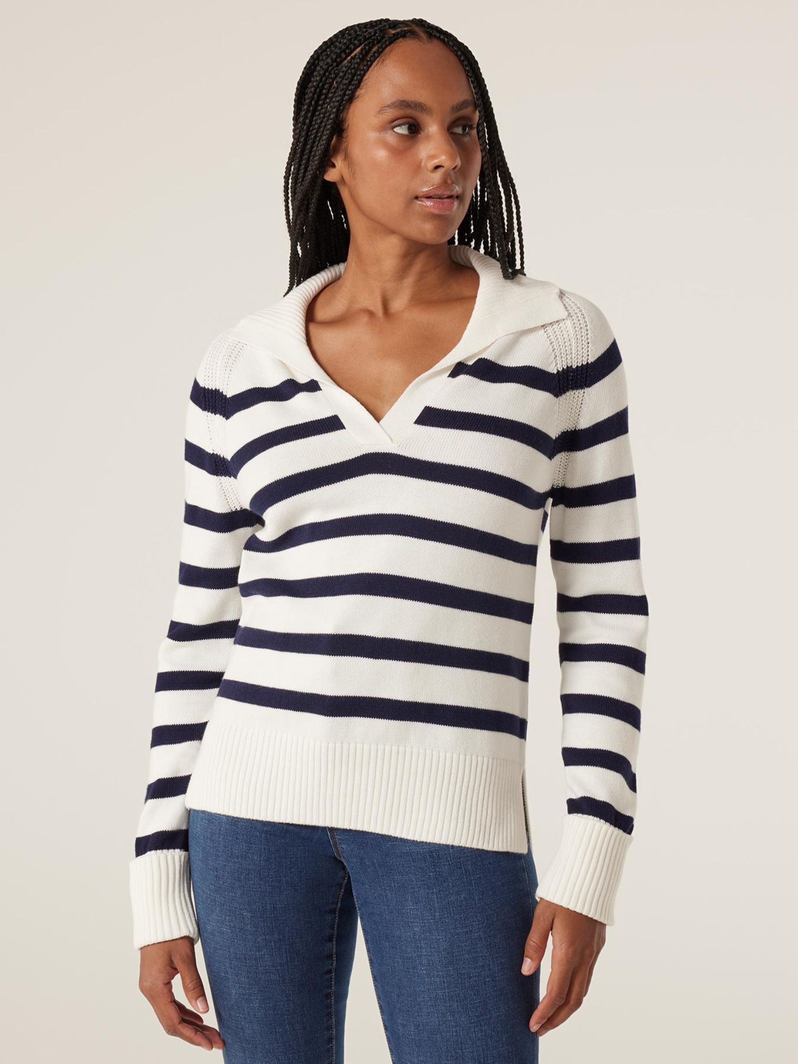 Navy and white striped sweater womens store
